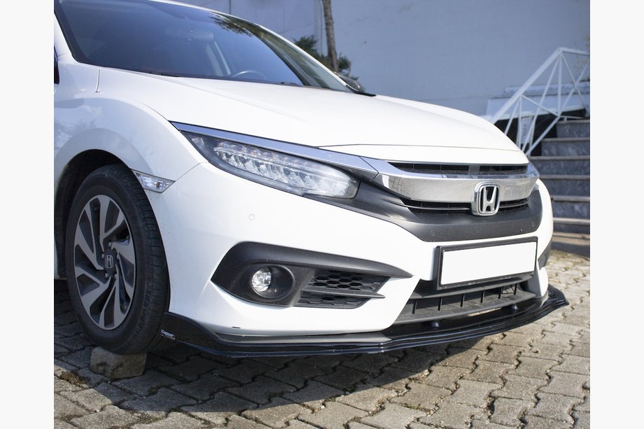 Honda Civic Sedan X 2016–2021 Voorbumper lip spoiler V1 (zwart) Image