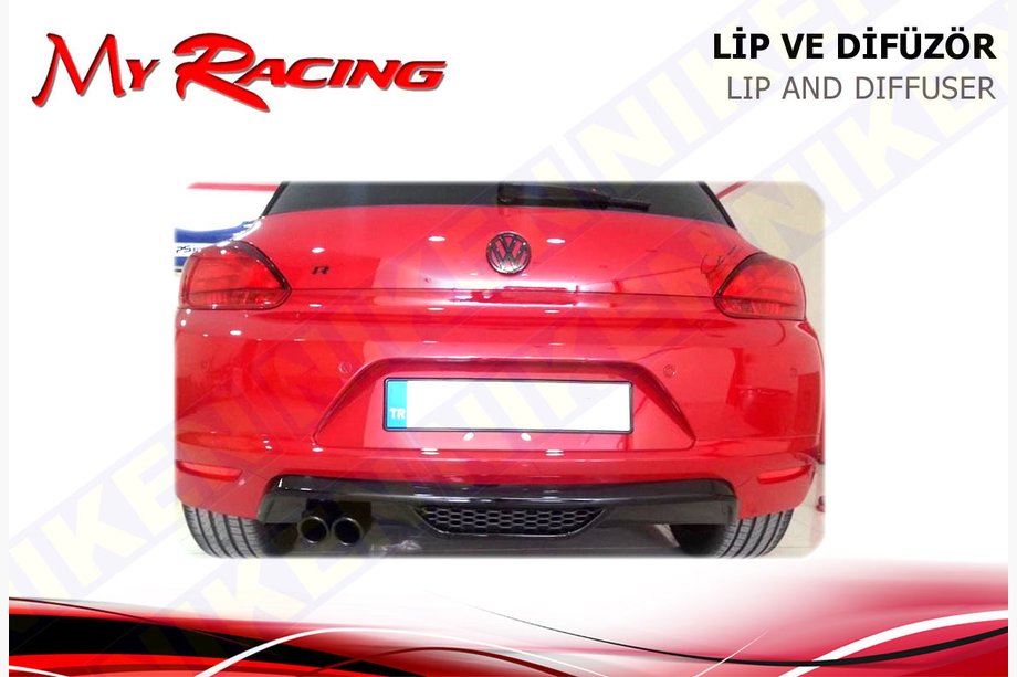 Volkswagen Scirocco 2008–2017 Achterdiffusor cover (ABS, zwart) Image