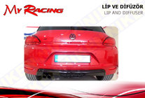 Volkswagen Scirocco 2008–2017 Achterdiffusor cover (ABS, zwart) foto 1