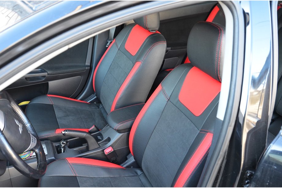 Mitsubishi Lancer X 2008– SoyuzAuto stoelhoezen in leatherlook Image