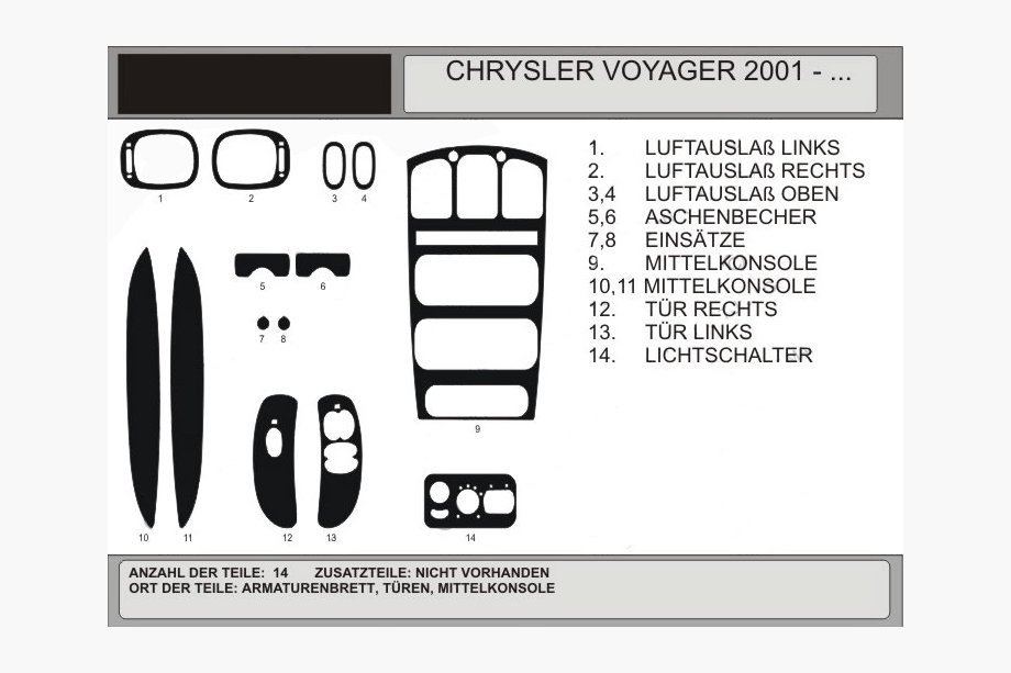Chrysler Voyager 2001–2007 Dashboard sierlijsten houtlook (2001↗) Aluminium Image