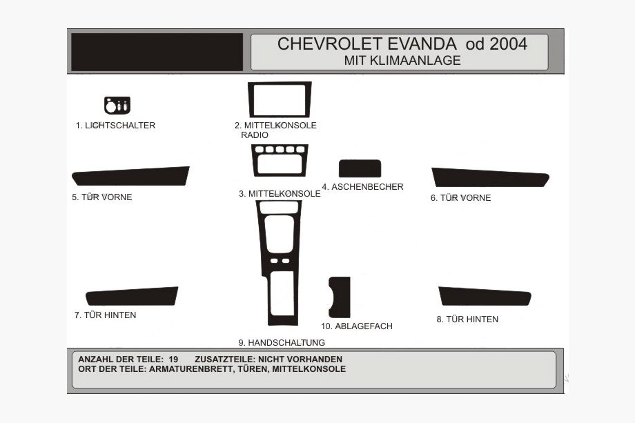 Chevrolet Evanda 2000–2006 Dashboard sierlijsten (Hartman) Blauw Image