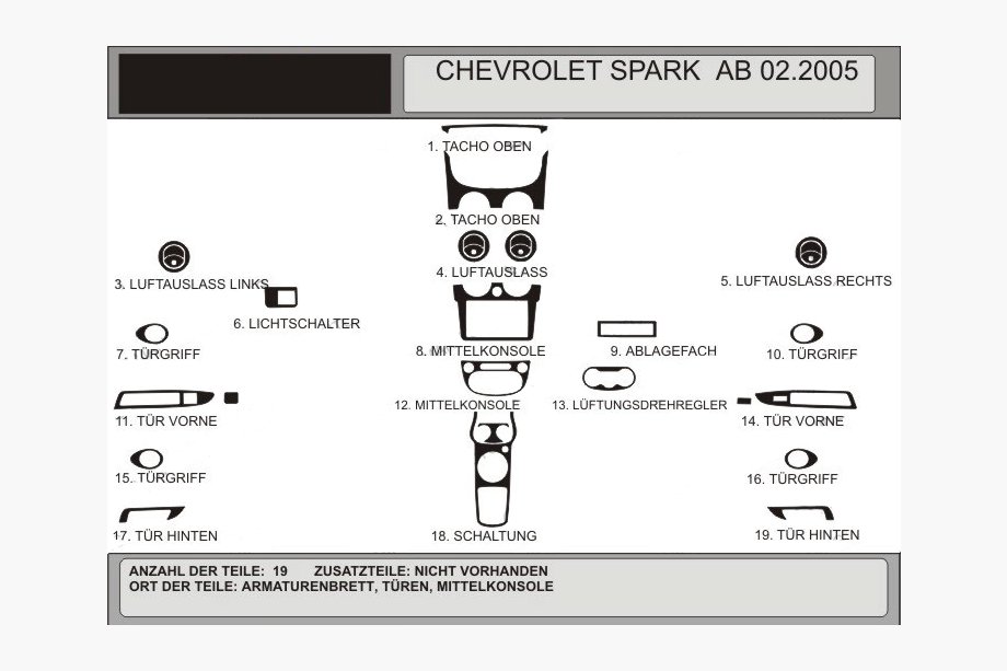 Chevrolet Spark 2004–2009 Dashboard sierlijsten (Hartman) Image