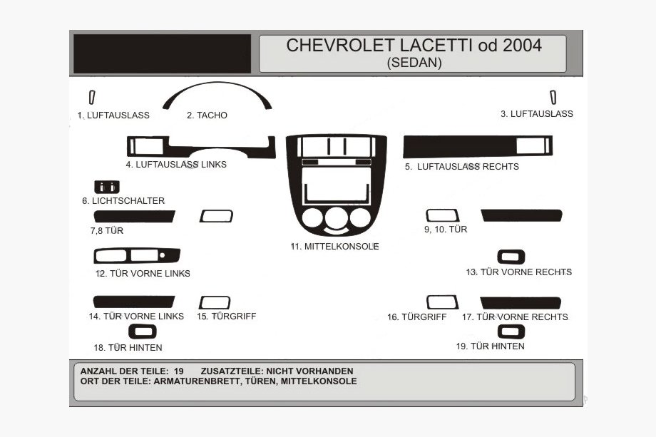 Chevrolet Lacetti 2003–2024 Dashboard sierlijsten Sedan (Hartman) Rood Image