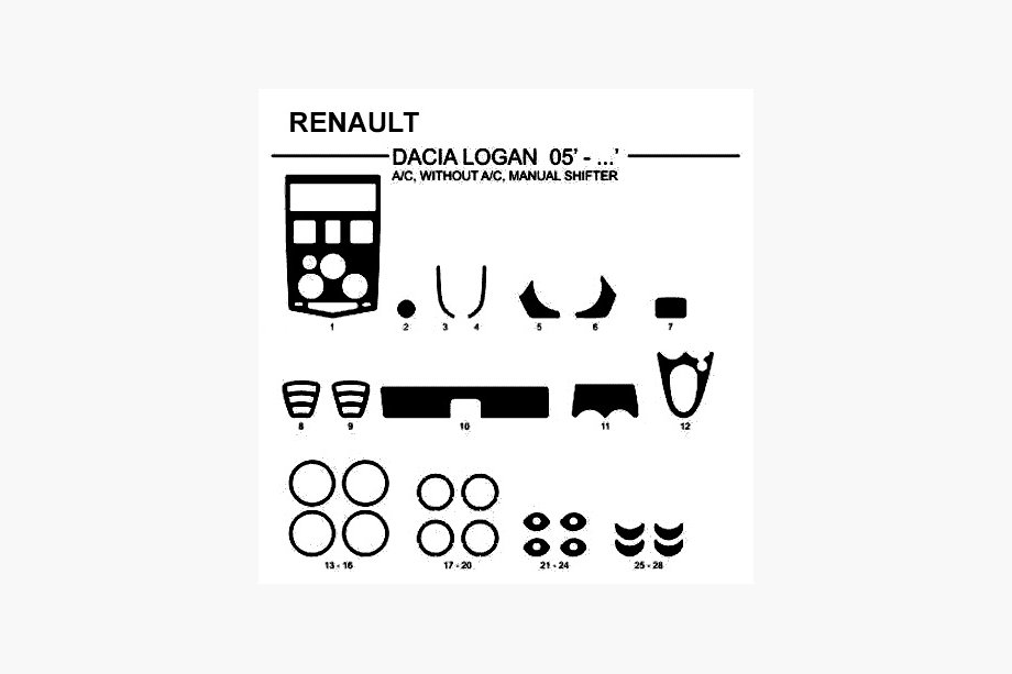 Renault Logan I 2005–2008 Interieurafdeklijsten voor auto (Hartman, Duitsland) Image