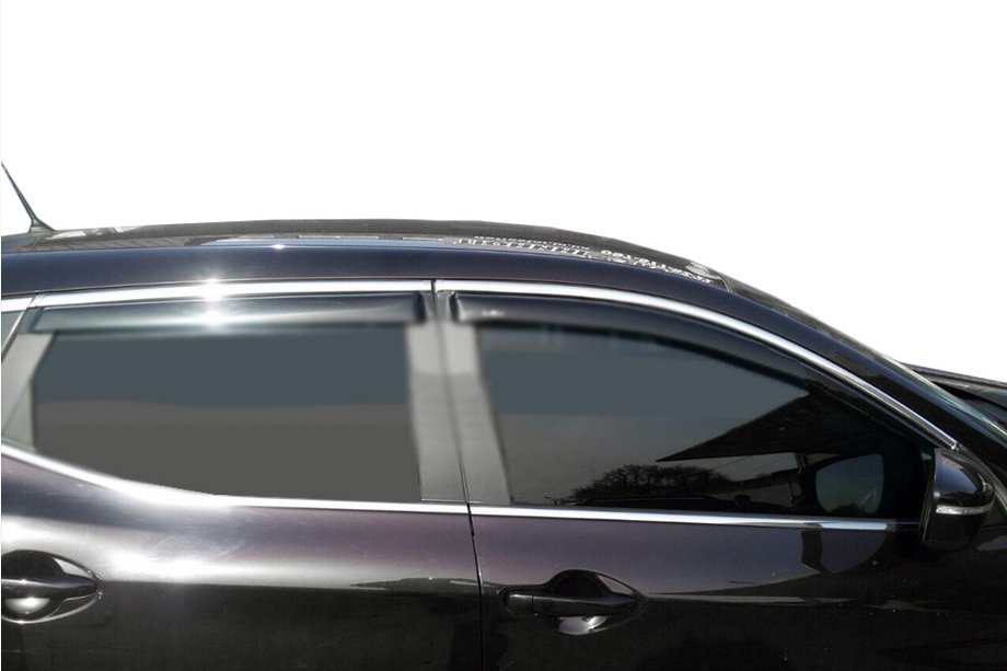 Nissan Qashqai 2014–2021 Raamdeflectoren met chroomstrip (4 stuks, Libao) Image