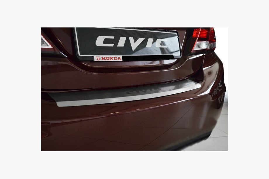 Honda Civic Sedan IX 2011–2016 RVS achterbumperbeschermer met omgezette rand Nataniko (2014-2017, RVS) Image