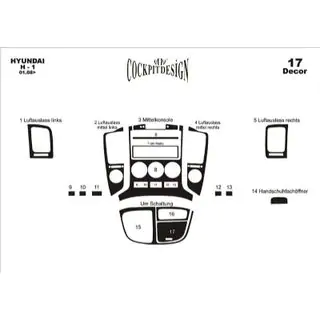 Dashboard sierlijsten (kleine set) Hyundai H300, H1, Starex 2008–2020 foto 2