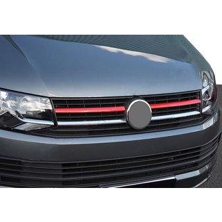 Bovenste grille sierlijsten 2015-2019 (set van 2, rood) Volkswagen T6 2015–2024 foto 1