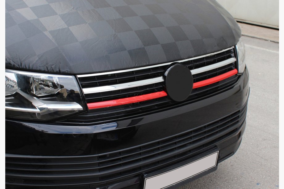 Volkswagen T6 2015–2024 Sierlijsten voor onderste grille 2015-2019 (2 stuks, rood) Image