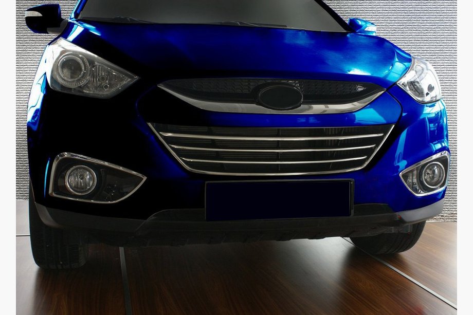 Hyundai IX-35 2010–2015 Grille sierlijsten met rand (4-delig, RVS) Image