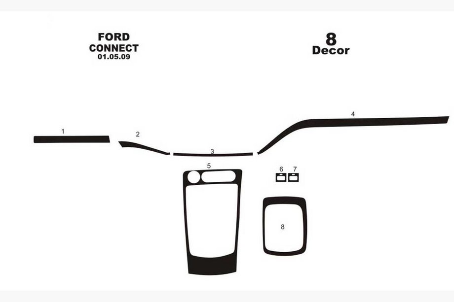 Ford Connect 2010–2013 Dashboardafdekkingen (kleine set) Carbonlook Foto 3