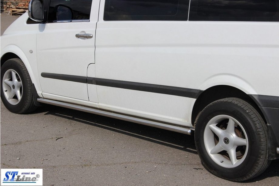 Mercedes Viano 2004–2014 Sidebars BB001 (2 st., RVS) d60, lange wielbasis (L3) Foto 2