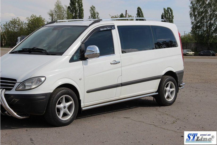 Mercedes Viano 2004–2014 Sidebars BB001 (2 st., RVS) d60, lange wielbasis (L3) Foto 3