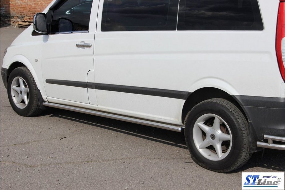 Mercedes Viano 2004–2014 Sidebars BB001 (2 st., RVS) d60, lange wielbasis (L3) Foto 4