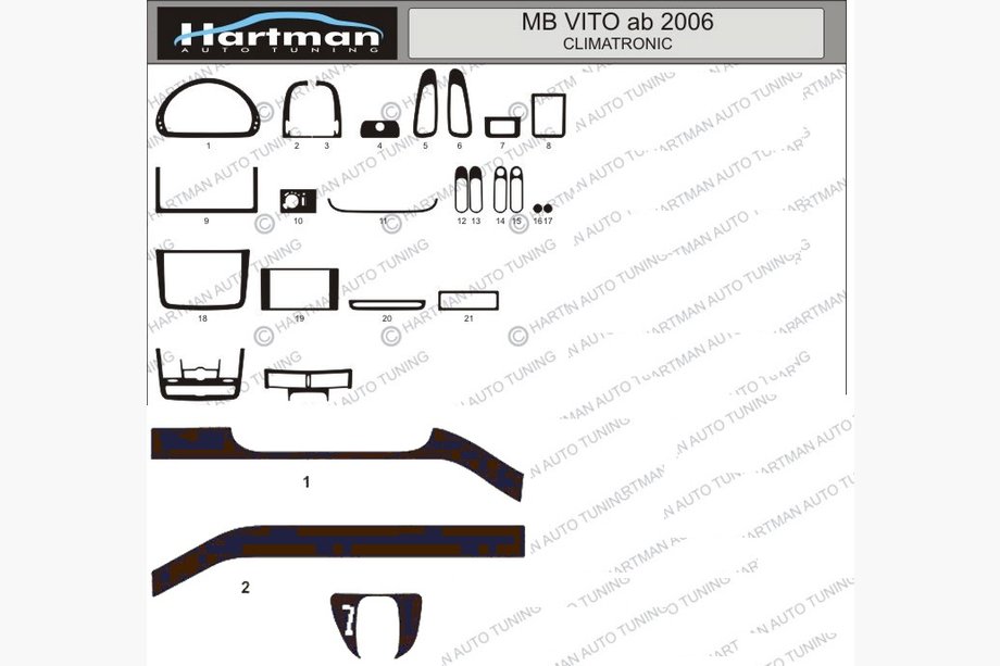 Mercedes Viano 2004–2014 Dashboardpanelen (model met elektronische climate control) Image