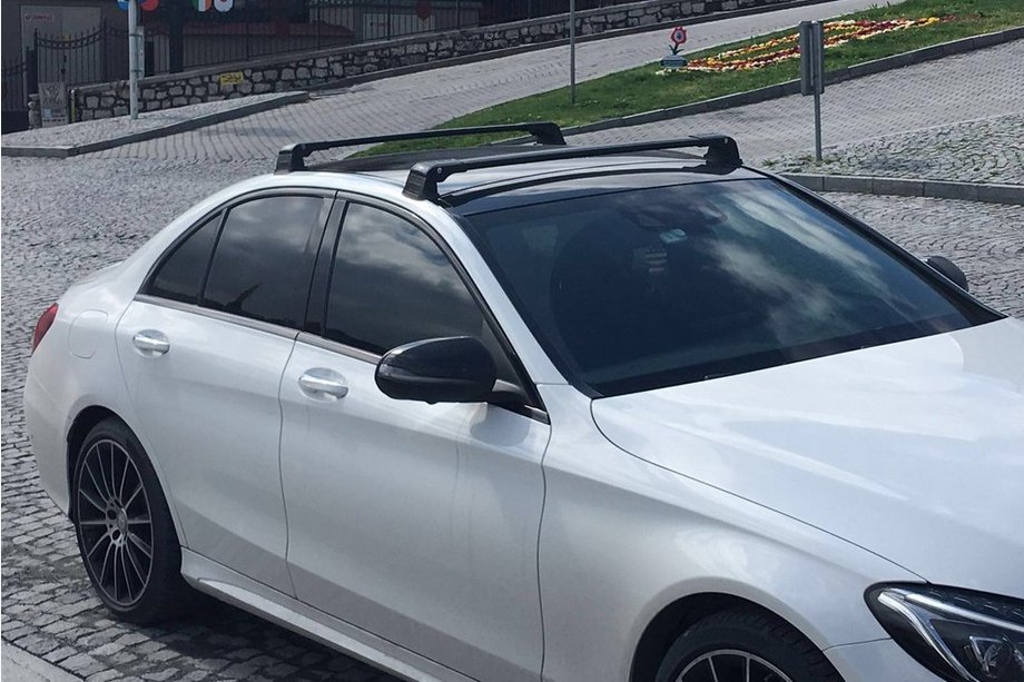 Mercedes C-klasse W205 2014–2021 Adapterbeugel voor originele bevestigingspunten (2 stuks, afsluitbaar met sleutel) Zwart Image