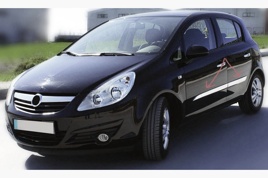 Opel Corsa D 2007–2014 Deurstrip (set van 4, RVS) Image