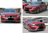 Mercedes C-klasse W205 2014–2021 Panamericana GT voorgrille (voor Avantgarde/AMG-Line/C43 AMG) 2018+, met camera foto 9
