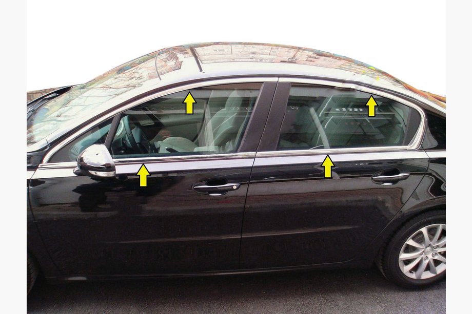 Peugeot 508 2010–2018 Complete raamomlijsting (Sedan, RVS) Image