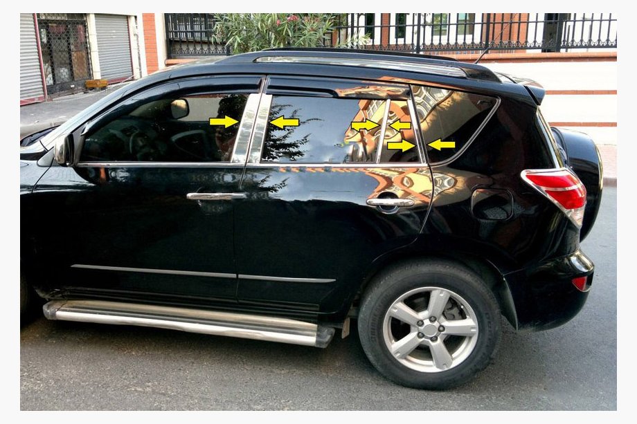 Toyota Rav 4 2006–2013 Deurstijllijsten (RVS) Image