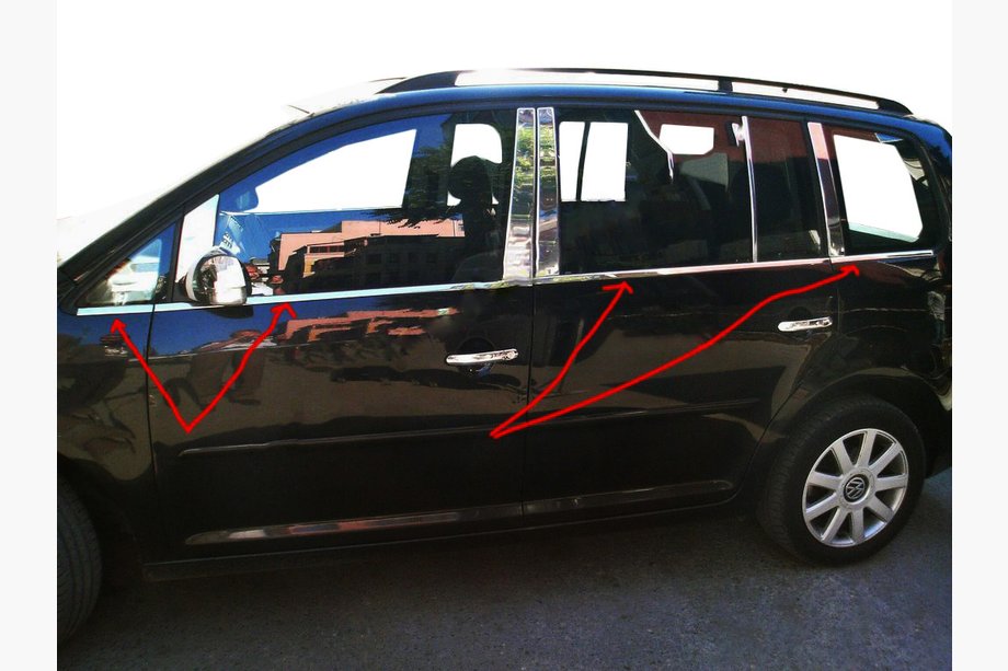Volkswagen Touran 2010–2015 Buitenste raamlijsten (8-delig, RVS) OmsaLine - Italiaans roestvrij staal Image