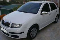 Skoda Fabia 2000–2007 Chromen spiegelkappen 2006↗ (2 stuks, RVS) foto 4