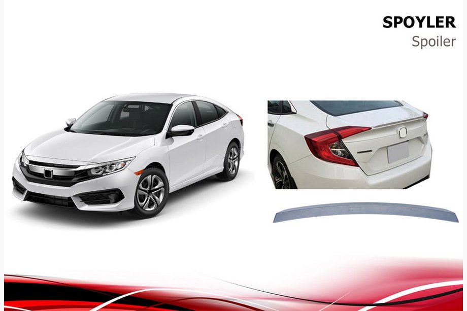 Honda Civic Sedan X 2016–2021 Niken V1 spoiler (spuitklaar) Image