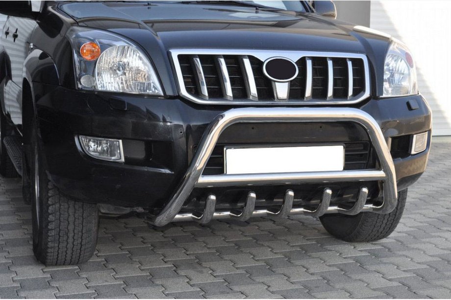 Toyota Land Cruiser Prado 120 2002–2009 Lage bullbar WT003 (RVS) Image
