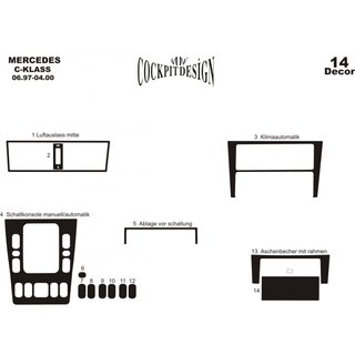 Dashboardpanelen (1997-2000) Mercedes C-klasse W202 1993–2001 foto 2