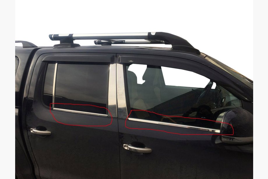 Volkswagen Amarok 2010–2022 Raamomlijsting (4 strips, RVS) Carmos - Turks staal Image