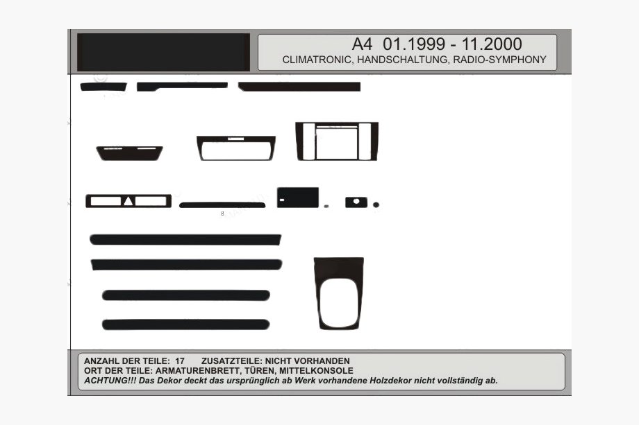 Audi A4 B5 1994–2001 Actie! Dashboardpanelen in houtlook (1999-2001) Image
