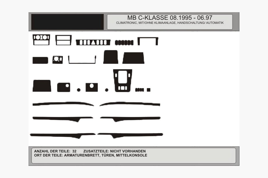 Mercedes C-klasse W202 1993–2001 ACTIE! Dashboardpanelen houtlook (1995-1997) Image