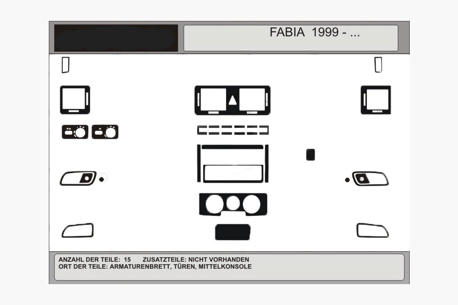 Skoda Fabia 2000–2007 Actie! Dashboardpaneel sierlijsten (donker houtlook) Image