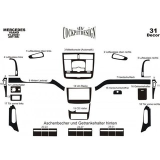 Dashboard sierpanelen Meric (voorzijde + interieurinserts) Mercedes Viano 2004–2014 foto 4