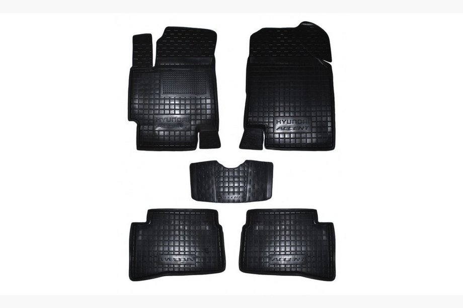 Hyundai Accent 2006–2010 Rubberen automatten met opstaande rand (Autogumm) Image