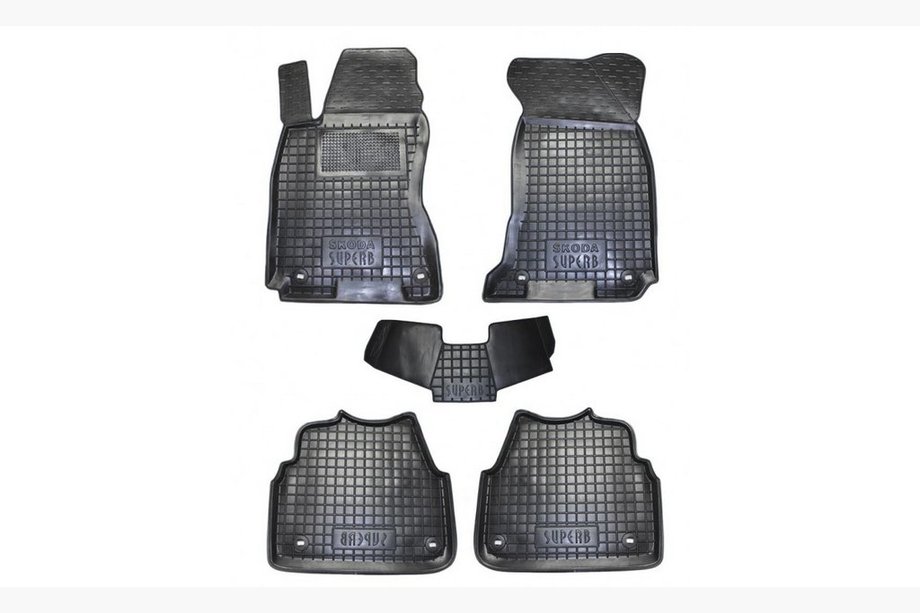 Skoda Superb 2001–2009 Rubberen automatten met opstaande rand (Autogumm) Image