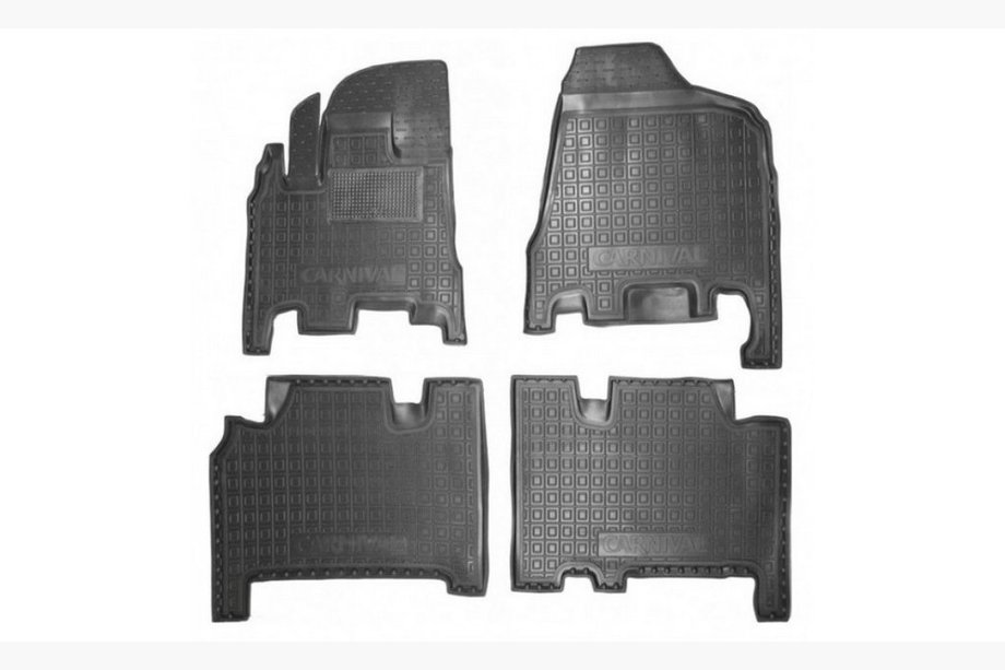 Kia Carnival 2002–2013 Rubberen vloermatten met opstaande rand, automaat, 2006+, 1e en 2e rij (Autogumm) Foto 1