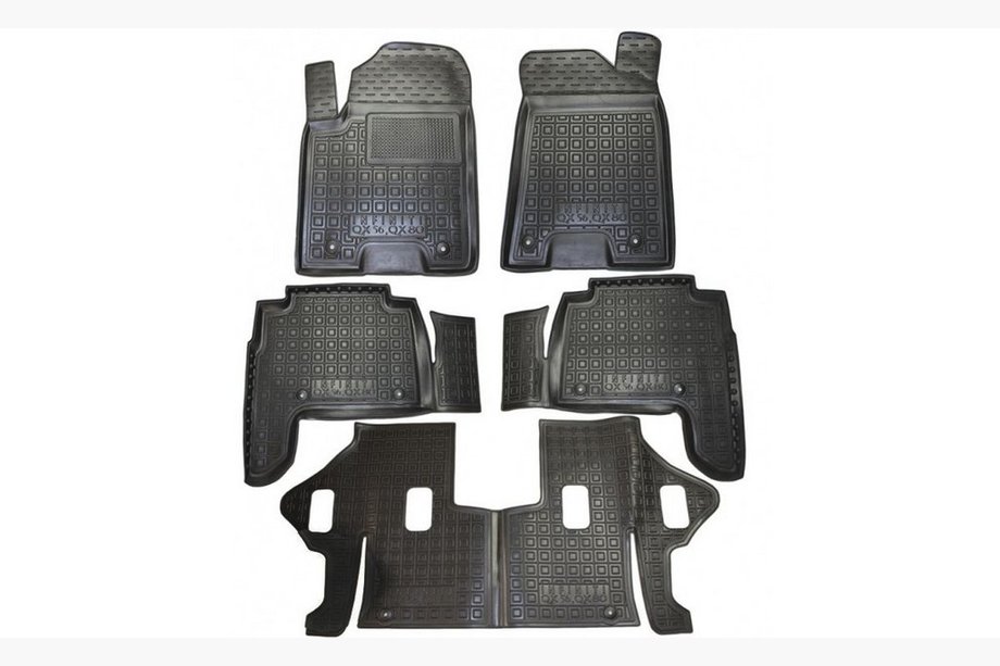 Infiniti QX80 2013–2024 Rubberen vloermatten met opstaande rand 7-zits 2010+ (Autogumm) Image