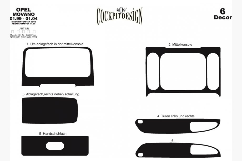 Renault Master 1998–2010 Dashboard sierlijsten (1999-2004) Foto 4