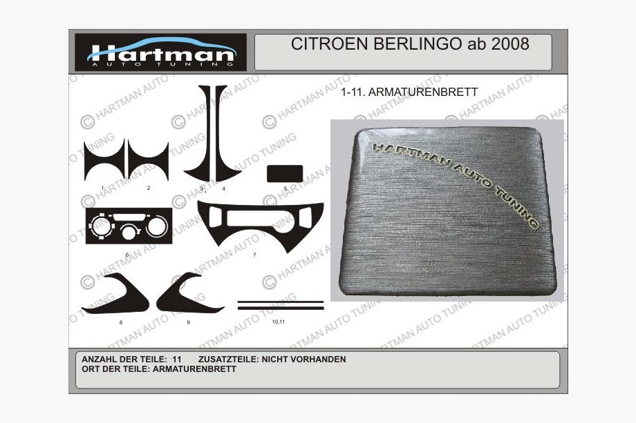 Peugeot Partner Tepee 2008–2018 Actie!!! Interieurtuning in aluminiumlook Foto 1