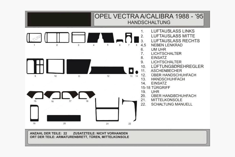 Opel Vectra A 1987–1995 Dashboard sierlijsten (Hartman) Image