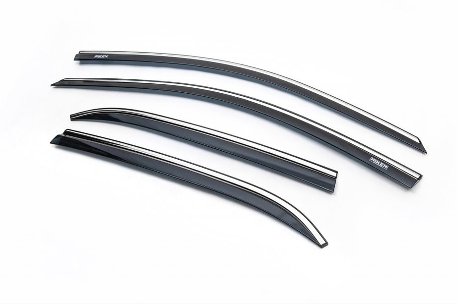 Hyundai I-20 2014–2020 Raamwindschermen met chromen sierlijst (set van 4, Niken) Image