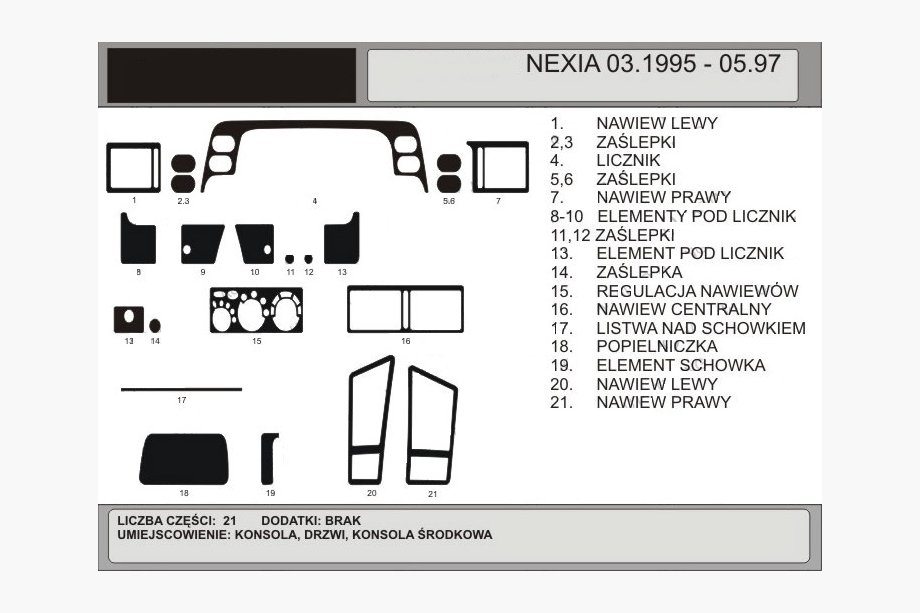 Daewoo Nexia 1995–2016 ACTIE! Dashboardpanelen houtlook (1995-1997) Image