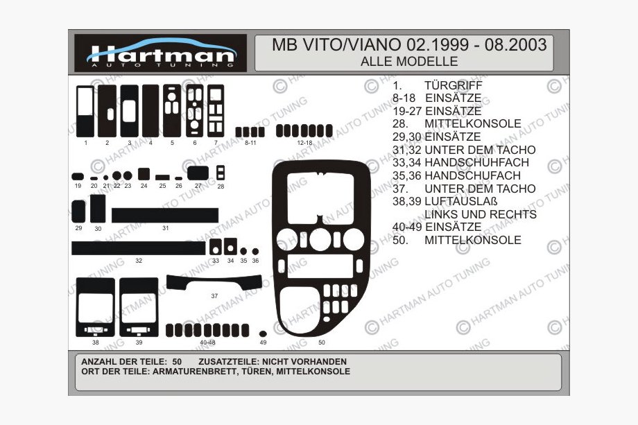 Mercedes Vito W638 1996–2003 Dashboard sierlijsten VIP (1999-2003) Carbon Plus Foto 5