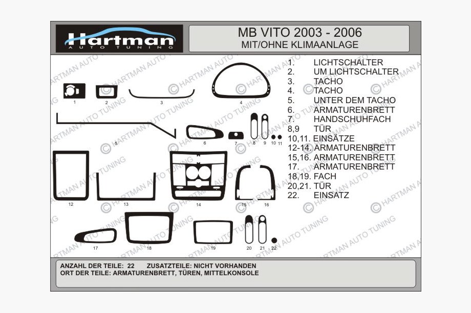 Mercedes Vito W639 2004–2014 Actie !!! Dashboardpanelen (HARTMANN) in houtlook Image