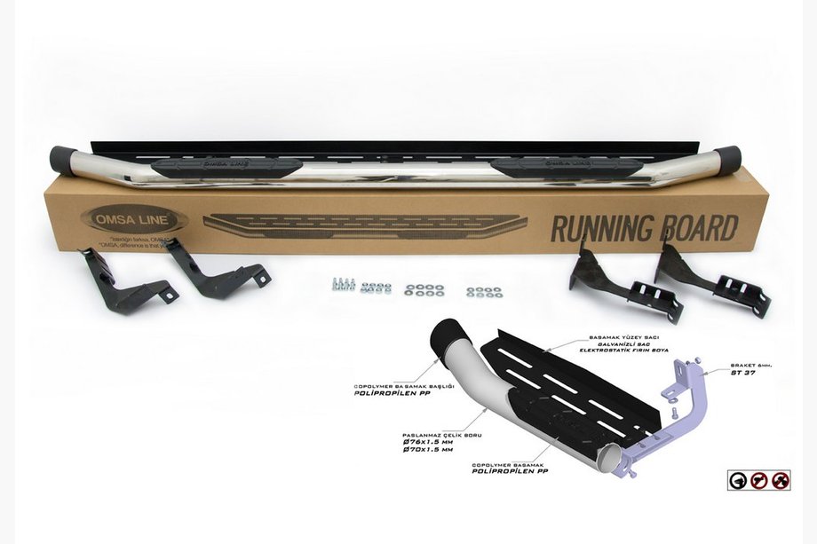 Isuzu D-Max 2011–2019 Side steps Amazon Silver (2 st., RVS) 70 mm Foto 3
