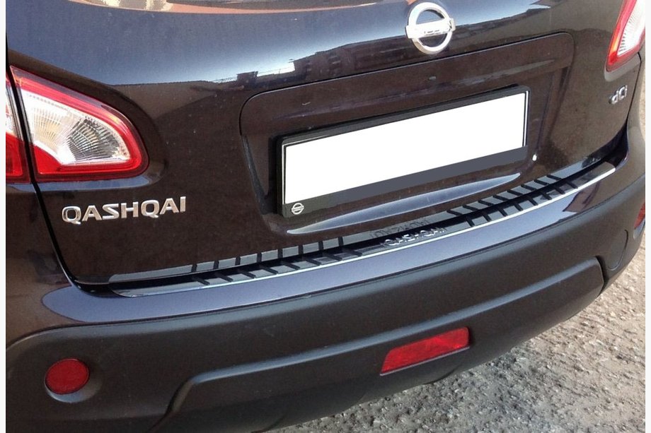 Nissan Qashqai 2010–2014 Achterbumperbeschermer met rubberen inzetstukken (RVS) Image