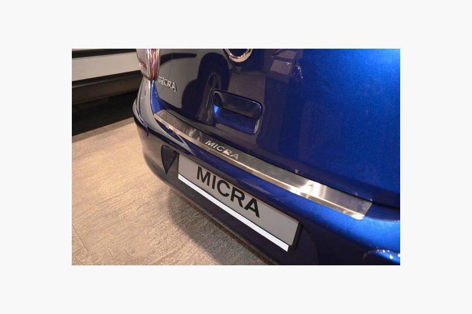 Nissan Micra K13 2011–2016 RVS achterbumperbeschermer met omgezette rand Nataniko Image