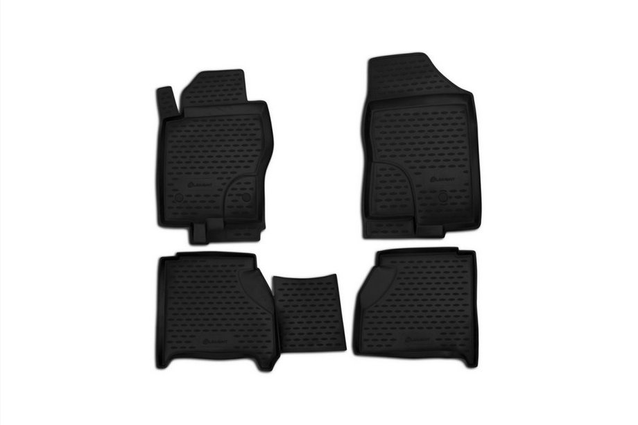Nissan Navara 2006–2015 (2010-2015) Rubberen vloermatten voor het interieur (4 stuks, Novline) met uitsparing bij de achterbank Image